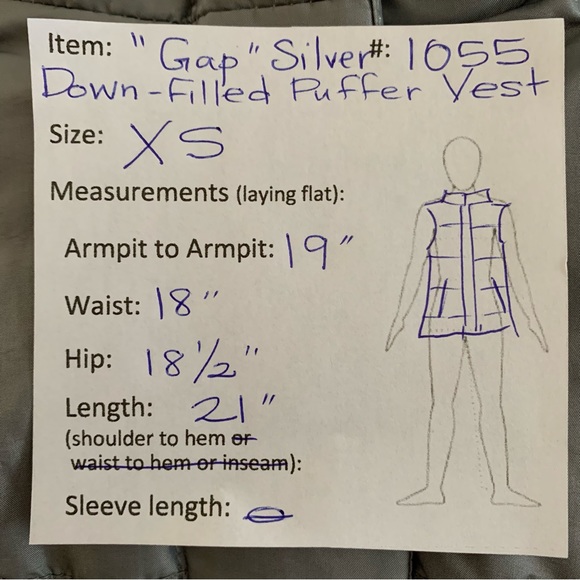 “Gap” Silver Down Filled Puffer Vest size XS - Picture 9 of 10